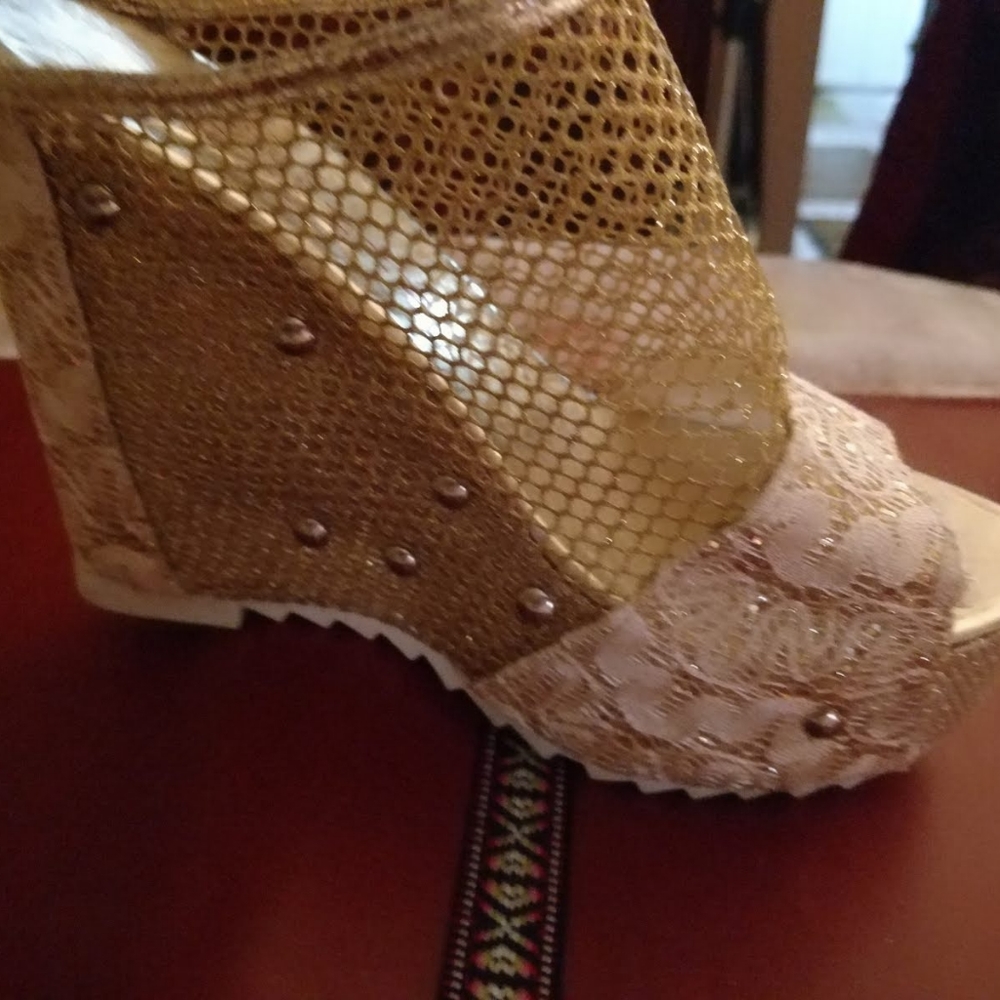Gold Metallic Wedges
